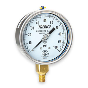 Trerice 2 1/2" 700B, 1/4" LM - Liquid Fillable Industrial Gauge