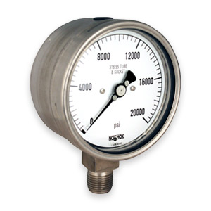 NOSHOK 4" 40-400, 1/2" LM - Liquid Fillable Pressure Gauge