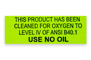 Instrument Oxygen Cleaning Sticker