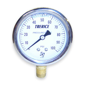 Trerice 2.5" D82LFB, 1/4" LM - Liquid Filled Gauge